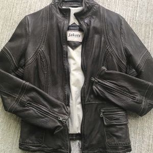 Brown leather jacket- never worn but tag removed